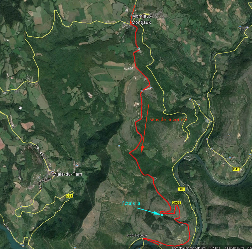 Voici le parcours avec ma position